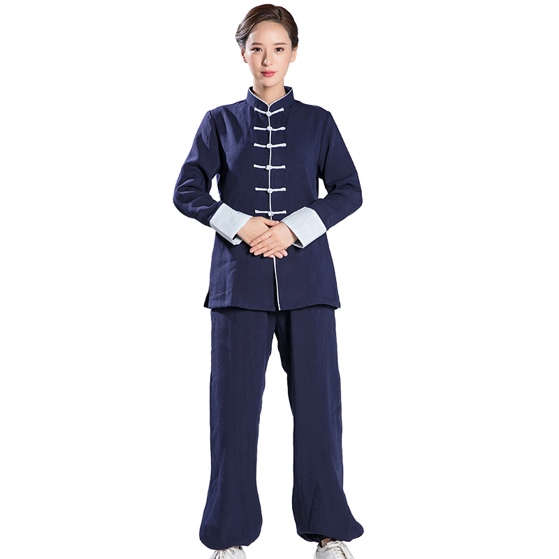 2025秋季长袖太极服男女亚麻 武术拳居士服中国风晨练功服套装