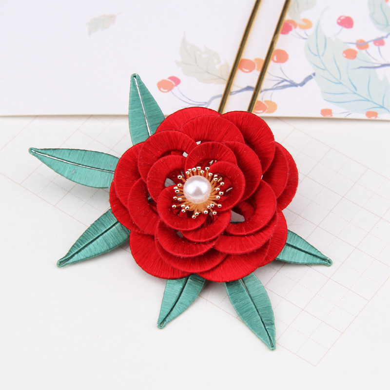 缠花材料包山茶花手工diy制作配件蚕丝线古风发簪头饰纸模图纸