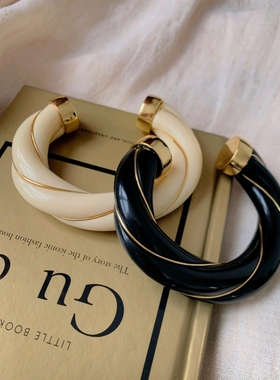 法国小众Aureli*Bider*an复古珐琅釉大号扭纹麻花手镯女SaSa同款