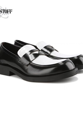 GINGER MI x ERISSTOFF方头黑白鳄鱼纹厚底增高乐福鞋德比鞋