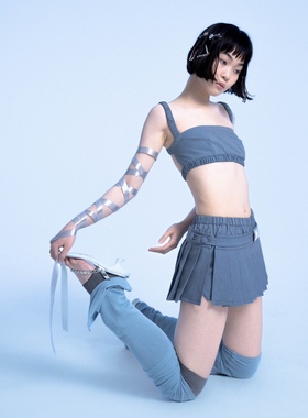 [GINGER MI]CSFC balletcore芭蕾少女抹胸短裤百褶裙套装小众上衣