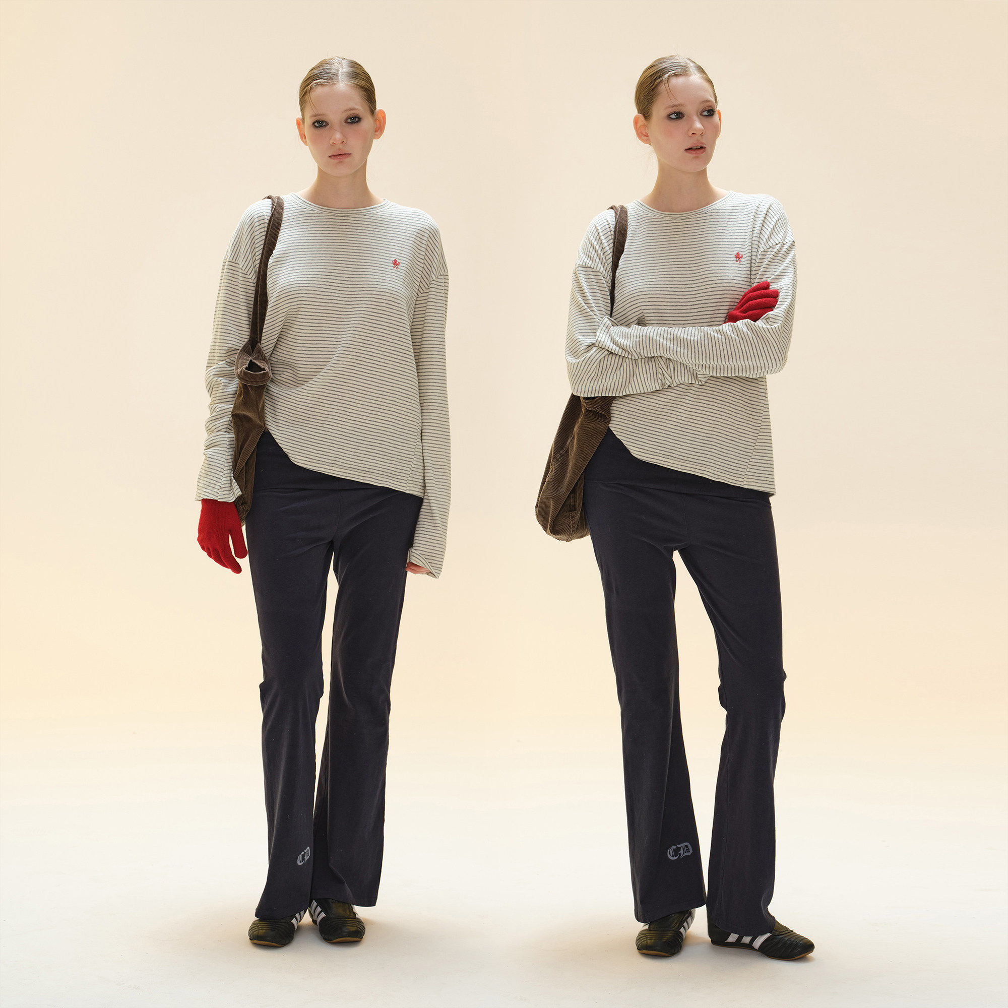 [GINGER]COZYDOLL复古街头黑白条纹刺绣T恤女休闲宽松长袖上衣,女装/女士精品,T恤,淘宝优惠券,粉丝福利购,淘宝优惠卷