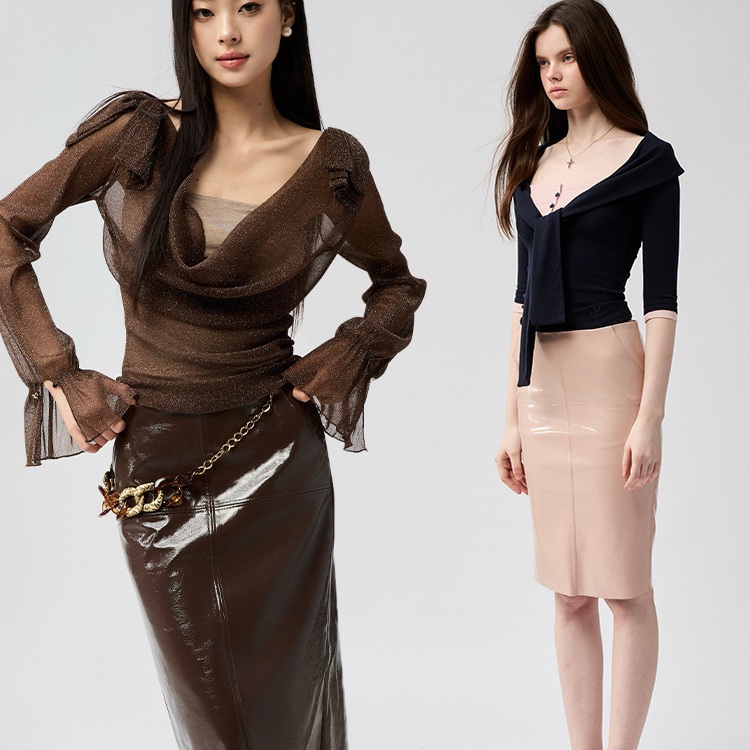 4muggle十字架性感中长PU皮裙