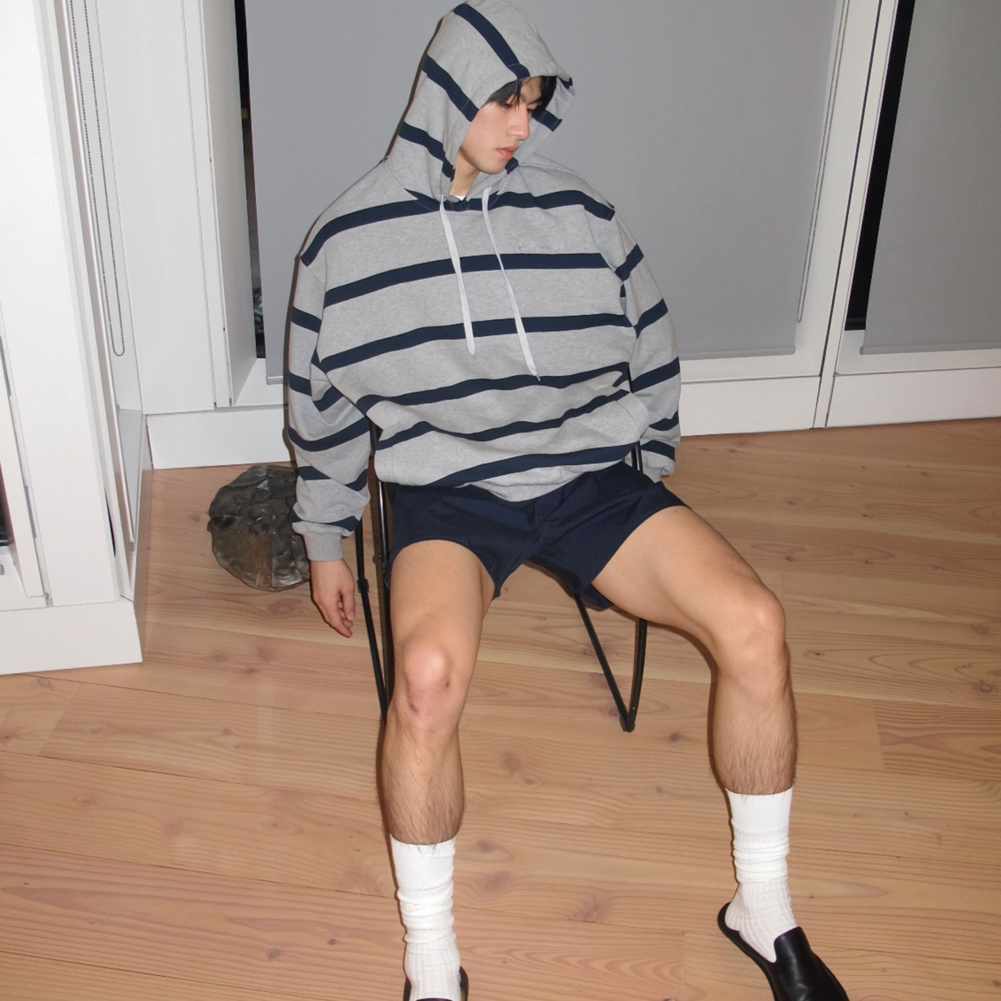 Babesochill条纹boxy连帽卫衣