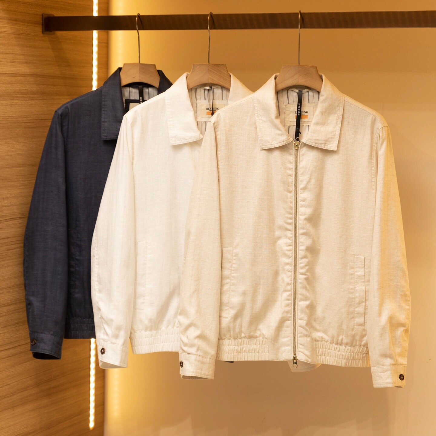 2026新款亚麻法兰西老钱风翻领夹克男春季商务休闲拉链外套轻薄款