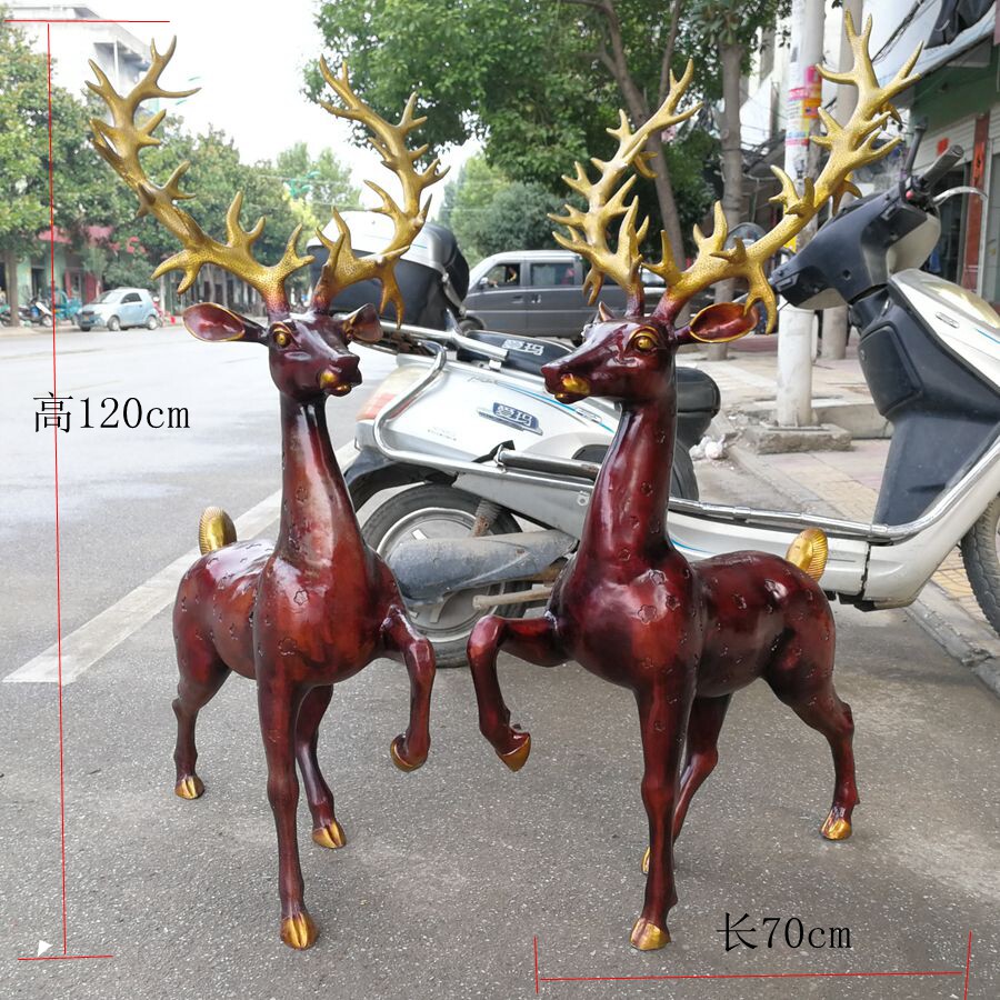 铜梅花鹿摆件大号纯铜鹿一对一路有财福禄双全家居客厅高1.2米鹿