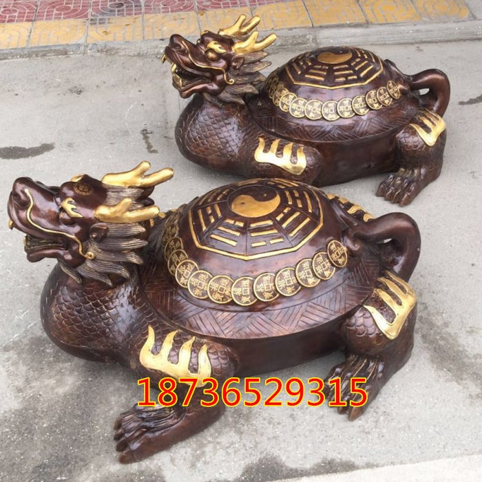 纯铜八卦镇宅龙头招财风水金钱龟