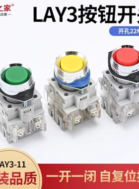 自复位按钮开关1开1闭22mm红绿色点动250V启动10A停止按键LAY3-11