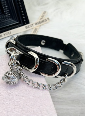 专属刻字黑色真皮项圈个性配饰