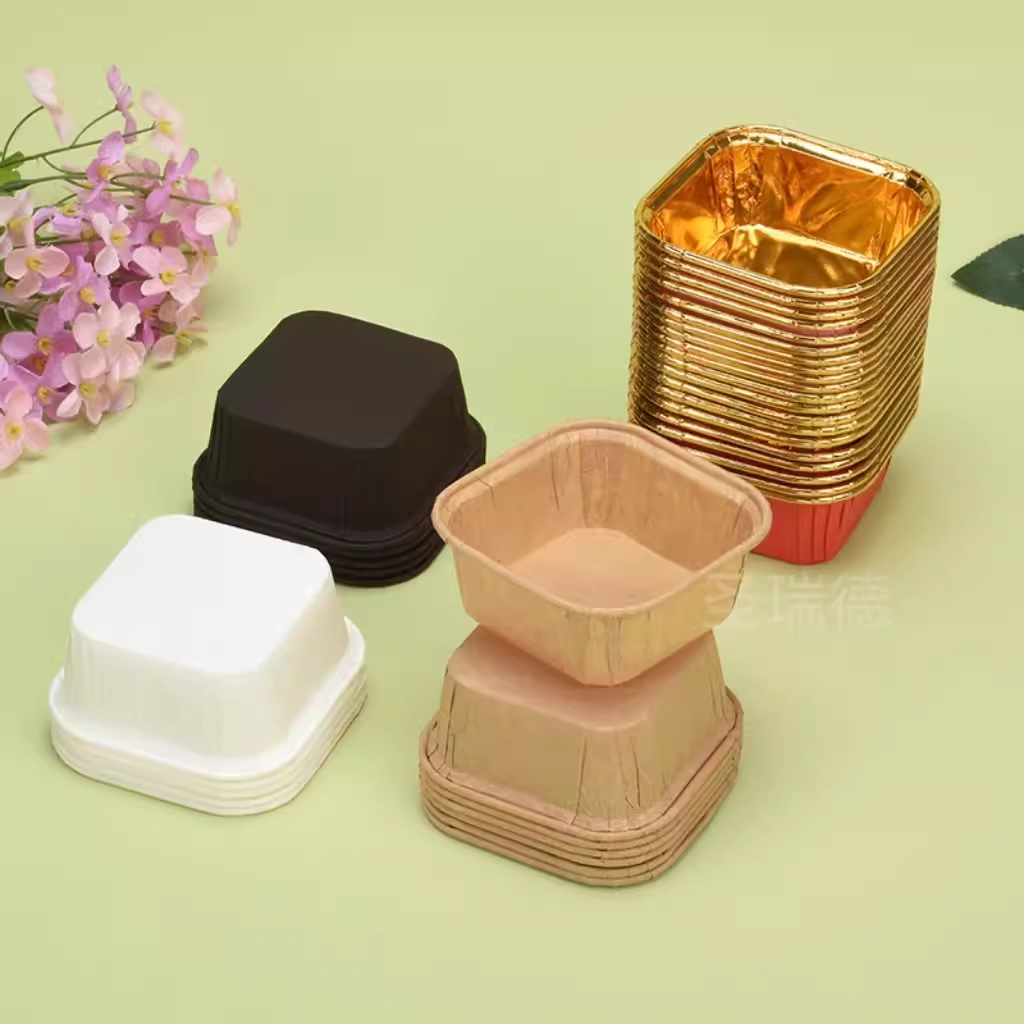 纸杯模具烘焙纸杯耐高温麦芬纸杯卷口纸杯蛋糕纸杯防油正方形50个