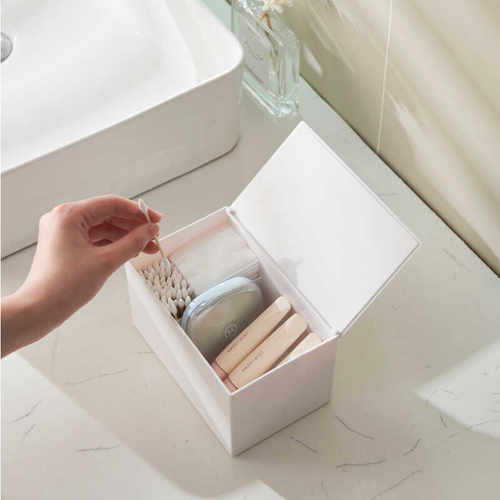化妆棉收纳盒浴室棉签盒带盖桌面