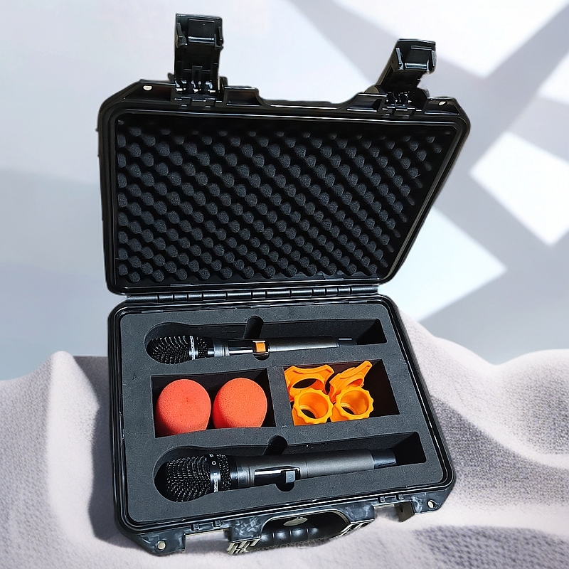 KTV无线话筒箱子收纳箱2支装手提箱手持领夹式麦克风保护箱盒子