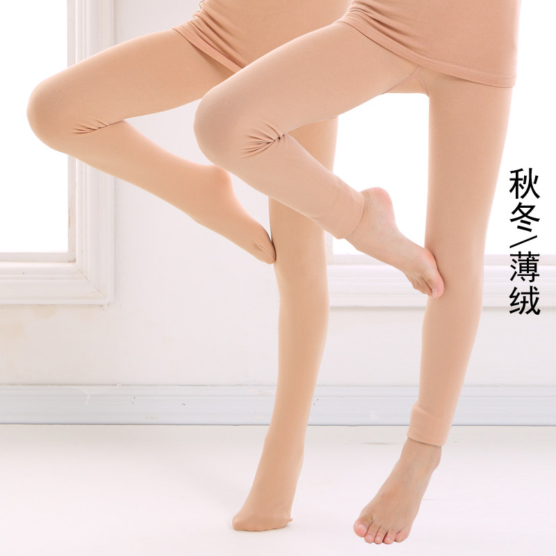 儿童肉色连裤袜加绒秋冬季女童打底裤九分裤薄绒不连脚白色舞蹈袜图片
