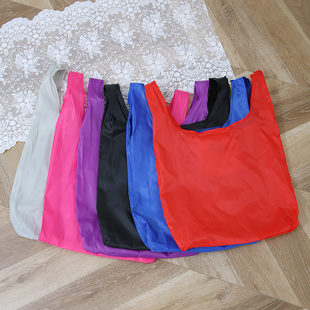 尼龙绸购物袋折叠背心环保布手提可水洗方便轻薄马甲袋纯色布袋子