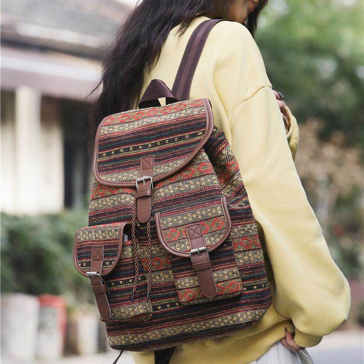 加厚牛津布民族风双肩包女士韩版休闲抽绳书包时尚潮流百搭小背包,箱包皮具/热销女包/男包,双肩背包,淘宝优惠券,粉丝福利购,淘宝优惠卷