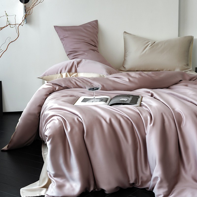 60支兰精天丝四件套双拼纯色凉感