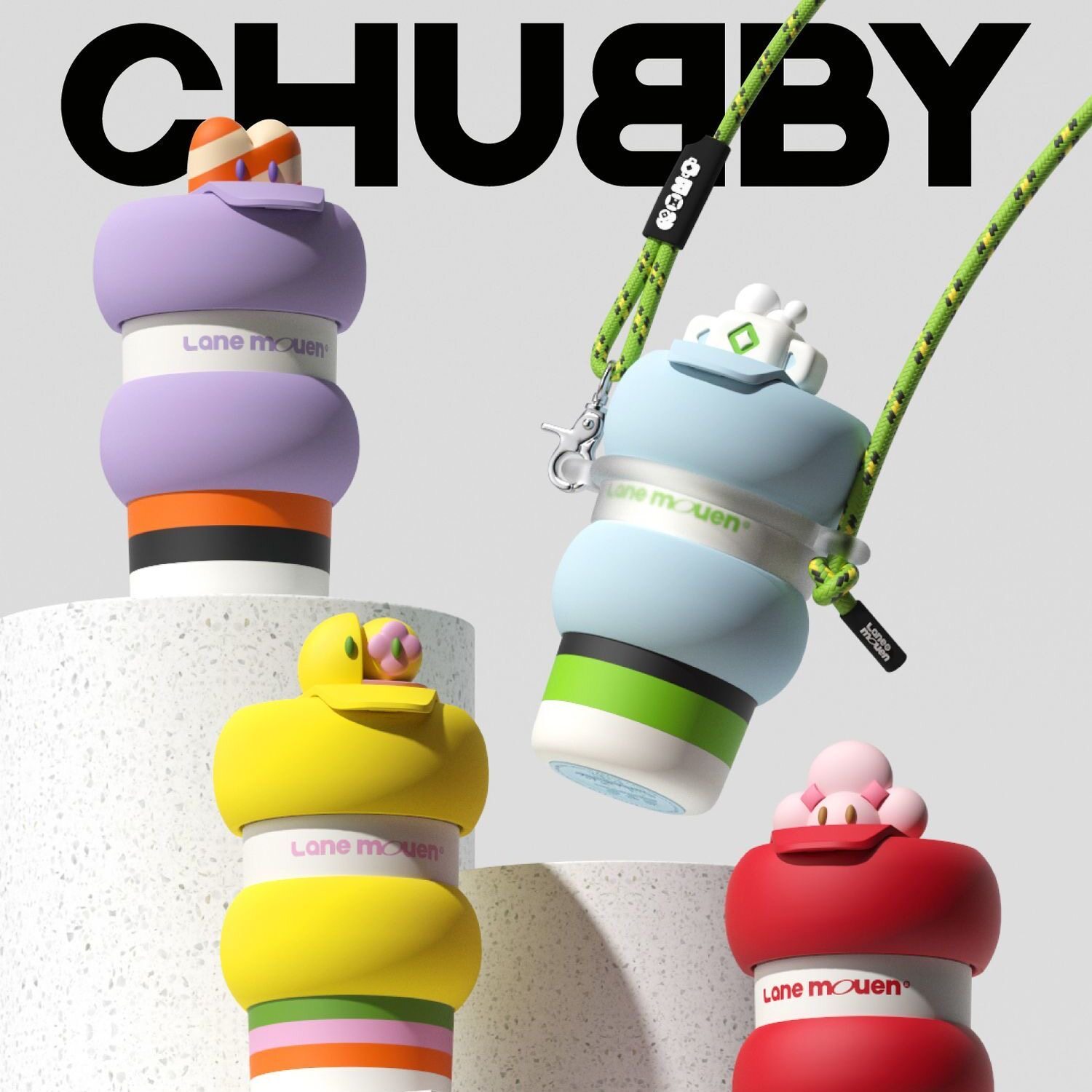 览萌Lane Mouen保温咖啡杯女生可爱高颜值杯子随行便携水杯圈圈杯