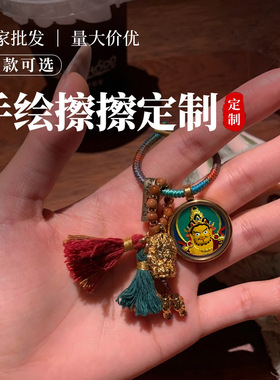 迷你擦擦唐卡绿度母扎基拉姆五爷文殊1.5cm唐卡工厂批发手绘唐卡