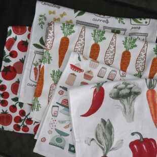 出口订单余货蔬菜水果厨具印花茶巾纯棉吸水厨房巾大毛巾纱布擦手