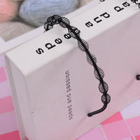 Hair bundles and hair bands, popular metal wavy headbands for both men and women, men with long hair, elderly spring for washing face, black iron wire thumbnail 4