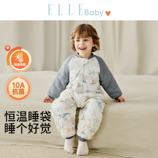 ELLEbaby全棉婴儿睡袋秋冬款加厚儿童男童宝宝睡觉恒温分腿防踢被