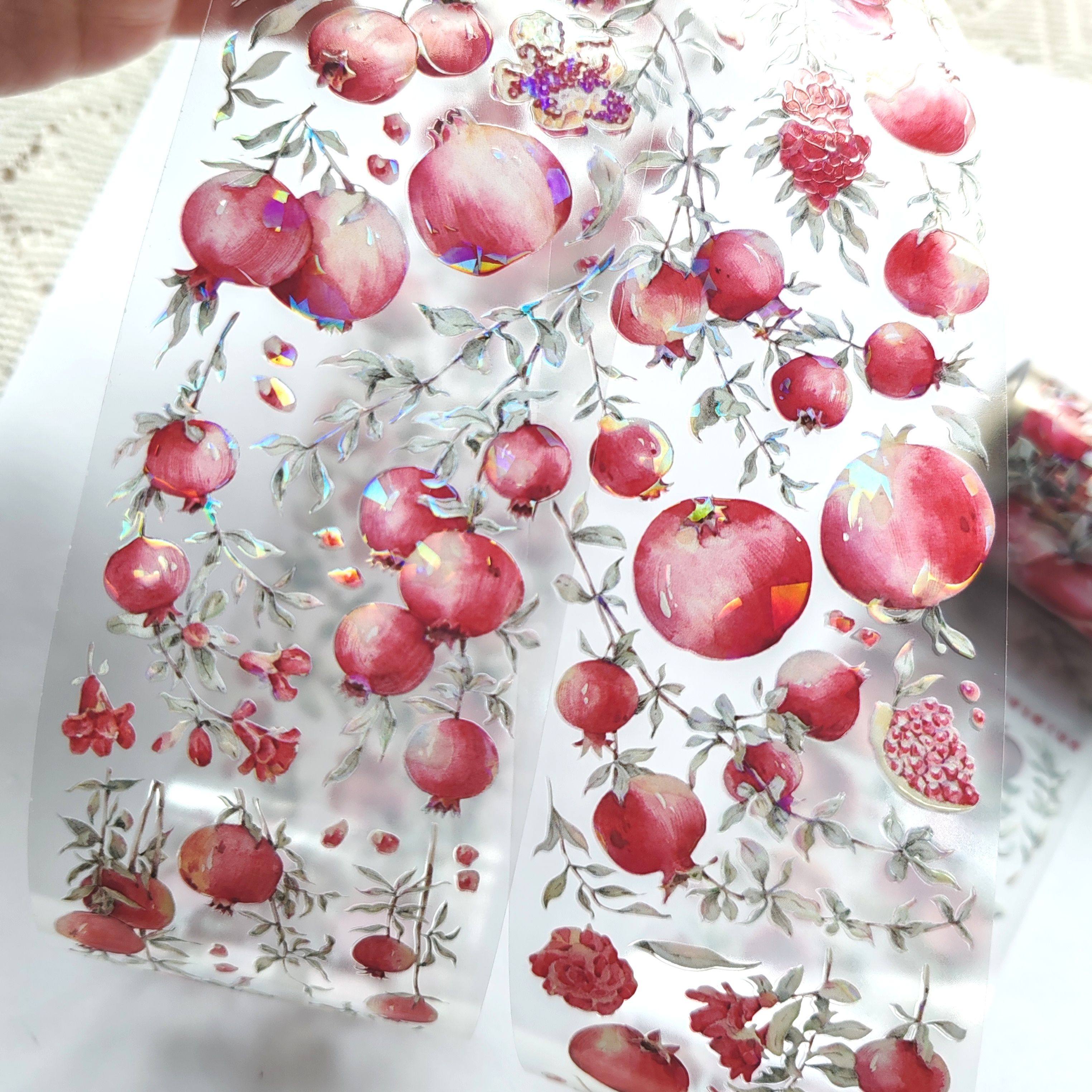 分装石榴枝上红石榴花pet贝壳光手帐胶带拼贴装饰素材胶带咕卡贴,文具电教/文化用品/商务用品,和纸胶带,淘宝优惠券,粉丝福利购,淘宝优惠卷