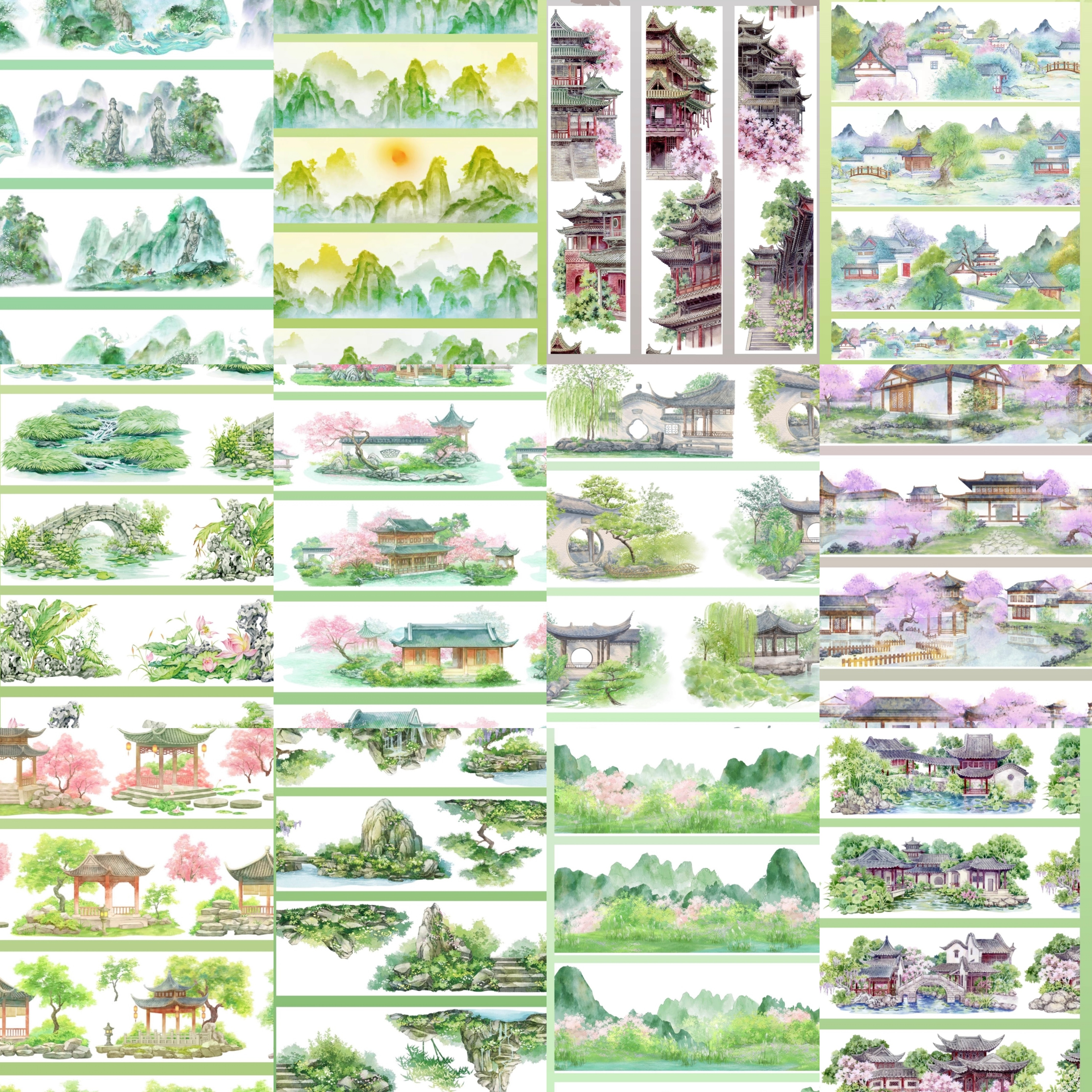 分装亭台楼阁江南林园浣花溪春城飞花静安一隅古风造景手帐胶带,文具电教/文化用品/商务用品,和纸胶带,淘宝优惠券,粉丝福利购,淘宝优惠卷