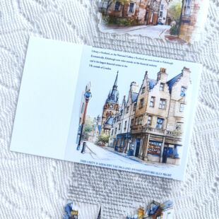 自制白墨胶带分装爱丁堡城堡复古造景胶带装饰手机背卡造景胶带贴