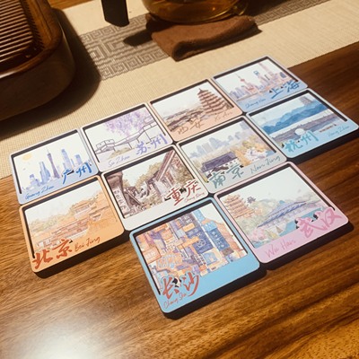 个人文创城市冰箱贴北京上海武汉长沙木制冰箱贴 diy城市冰箱贴