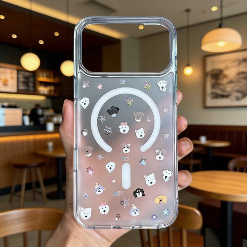 【冰雾磁吸】新款ins卡通可爱小清新16苹果17手机壳磨砂ai按键17pro磁吸17Proma透明16pro保护套15promax适用