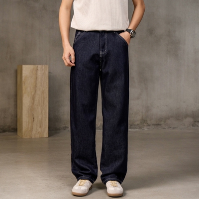 美式复古原色宽松直筒牛仔裤男