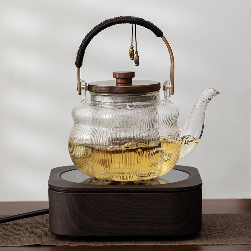 君器冬天围炉煮茶电陶炉煮茶器耐热玻璃煮茶壶小型蒸煮两用养生壶