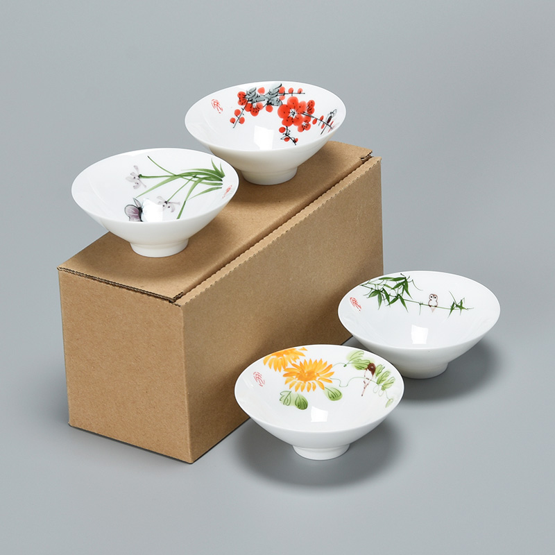 君器手绘功夫茶杯陶瓷斗笠杯