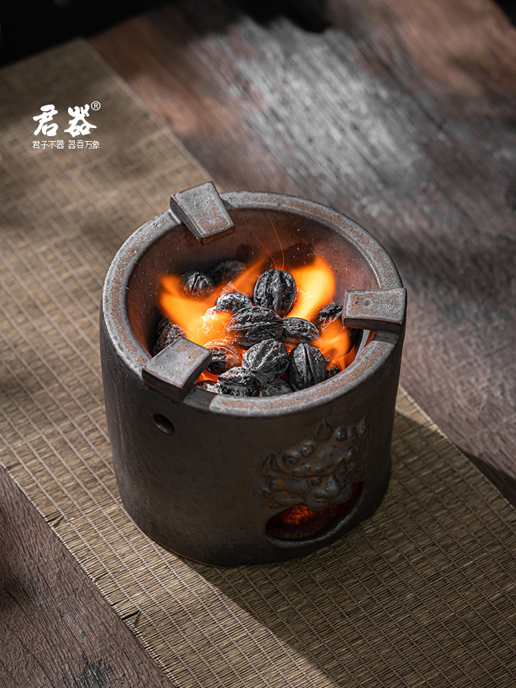 君器中式覆古小炭炉木炭明火陶瓷炭烤炉碳火煮茶器一人围聚煮茶炉