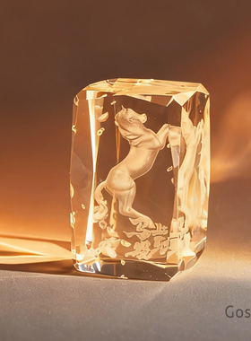 马上发财水晶内雕摆件本命年送礼