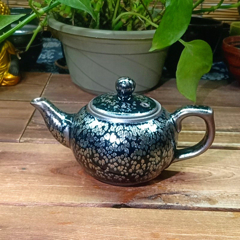 建盏单壶铁胎大号大容量茶具套装西施壶建阳建窑银油滴石瓢茶壶