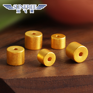 古法黄金直切药片老型珠足金999哑光小桶珠顶珠文玩手串配件散珠