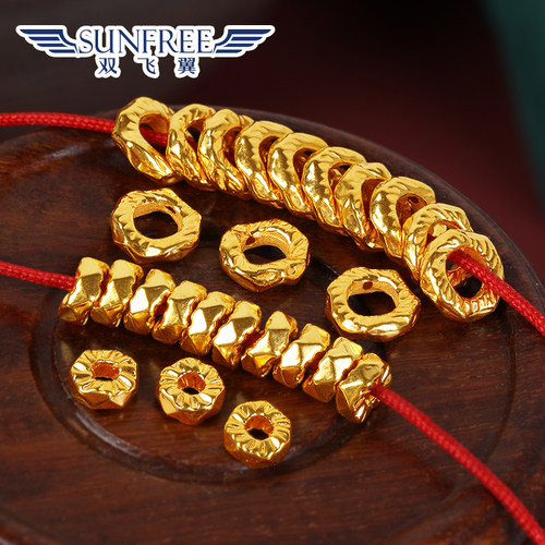 黄金5G硬金百搭隔片无相隔珠盘缠足金999垫片文玩手串链配件男女