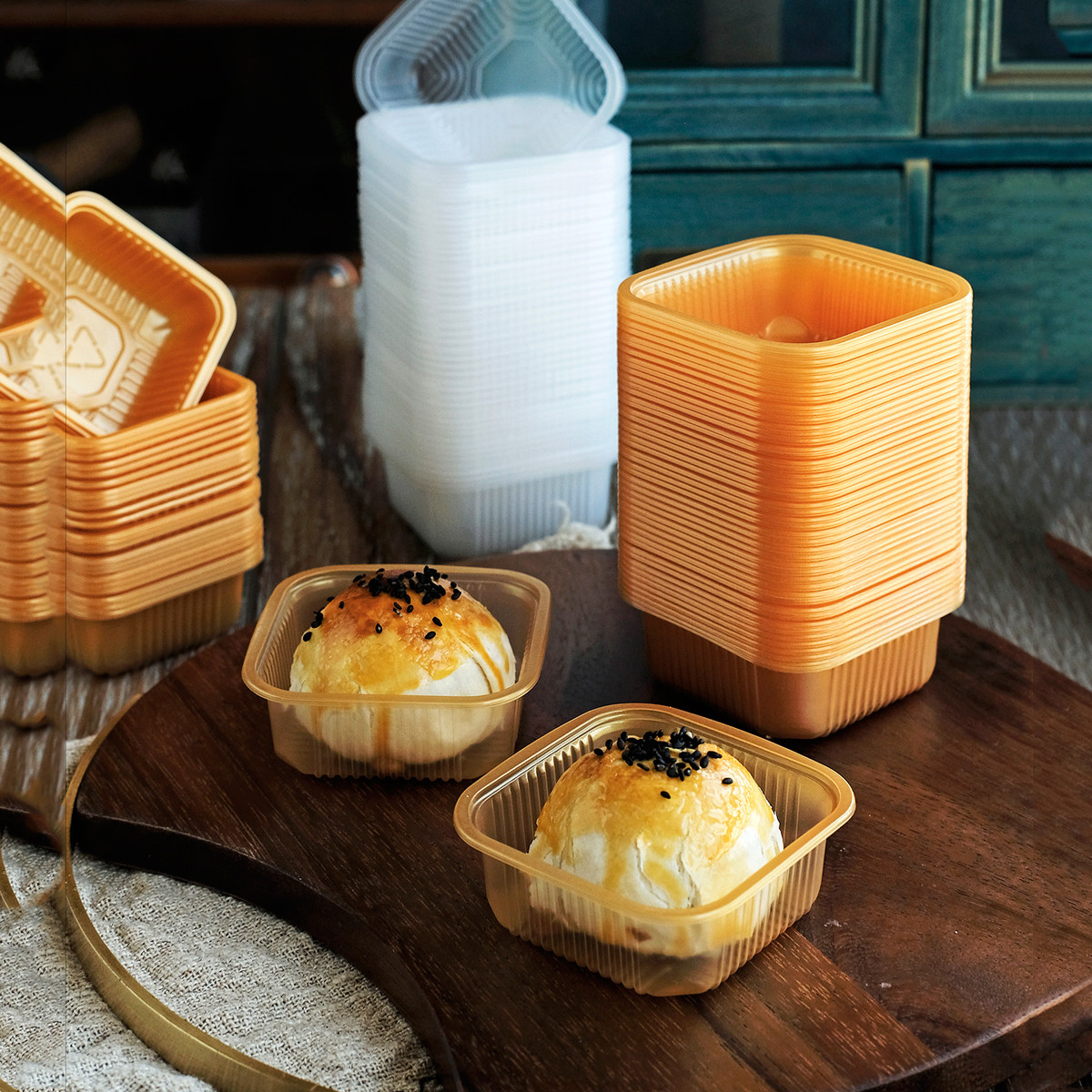 烘焙中秋月饼底托50g75g100g白色/金色蛋黄酥方形包装底托50个/份