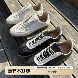 haonanhuang 纯牛皮革纯羊皮内里欧索莱鞋垫拼皮复古德训鞋