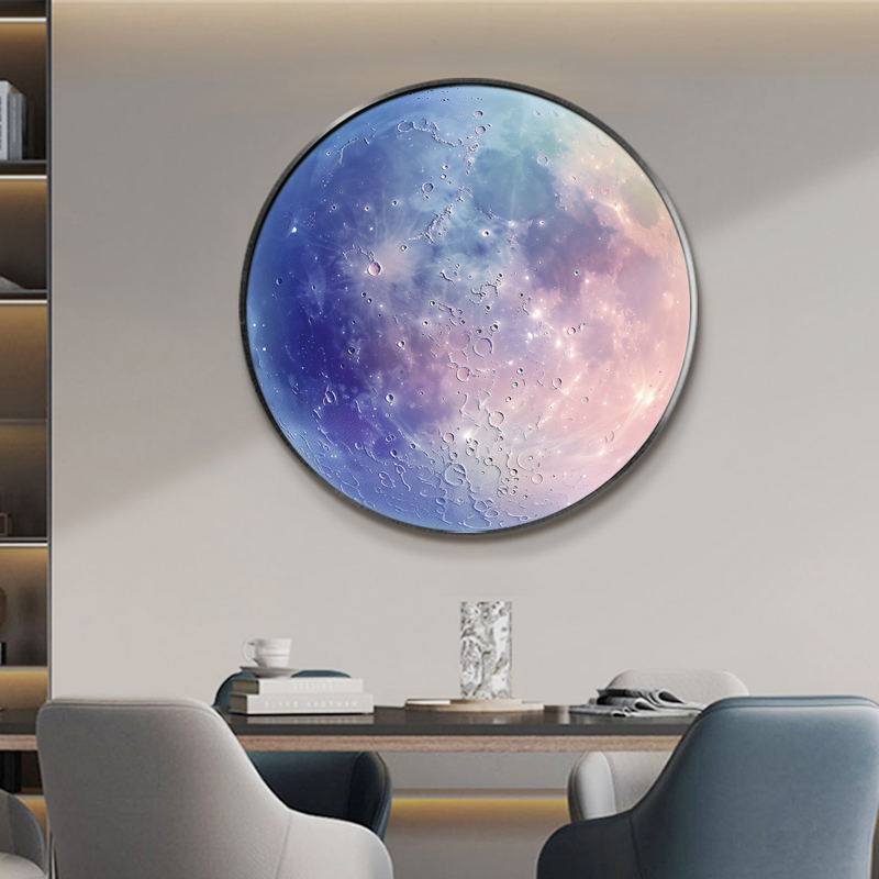盈浩现代简约星空图案圆形画走廊过道挂画星球装饰画儿童房墙面画图片