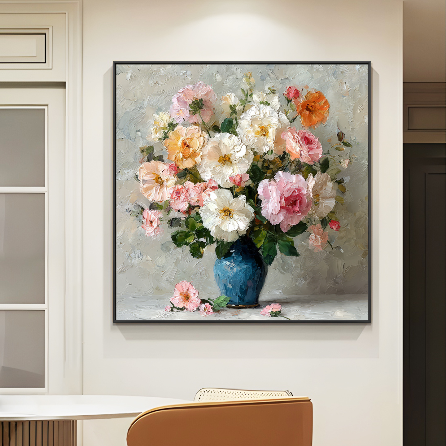 盈浩半手绘小清新花卉油画