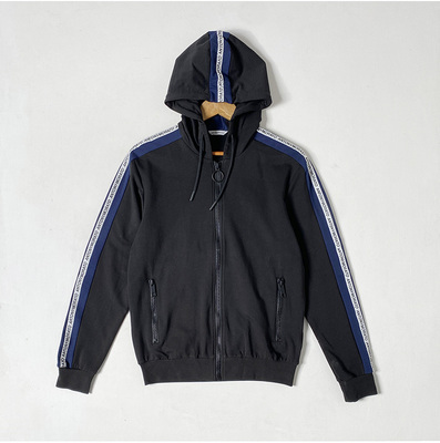 意大利品牌连帽弹力修身夹克卫衣