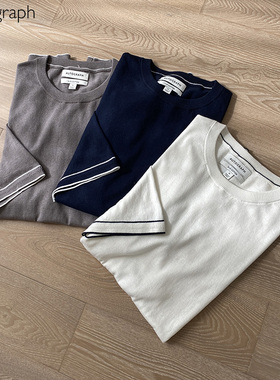 英国品牌Autograph 男士天然真丝+棉 舒适柔软针织短袖圆领T恤