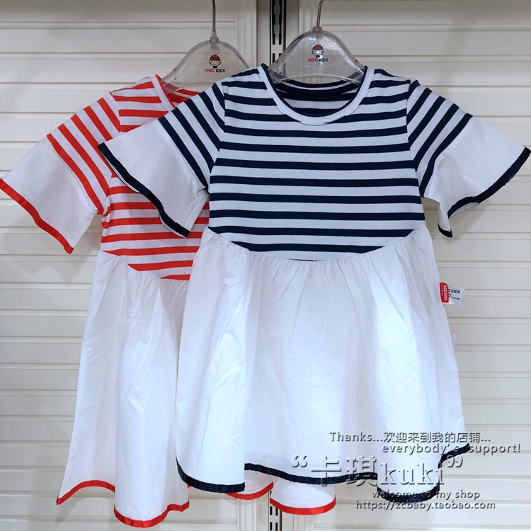 abckidsͯװר¹ñÕýÆ·2018ÏÄ¿îF82131202ŮͯÐÝÏÐÌõÎÆÁ¬ÒÂȹ80-110