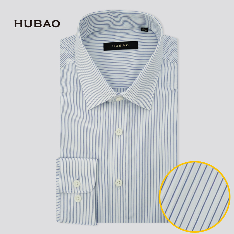 虎豹尖领条纹男士商务通勤衬衫长袖衬衫含棉上衣易打理不易皱
