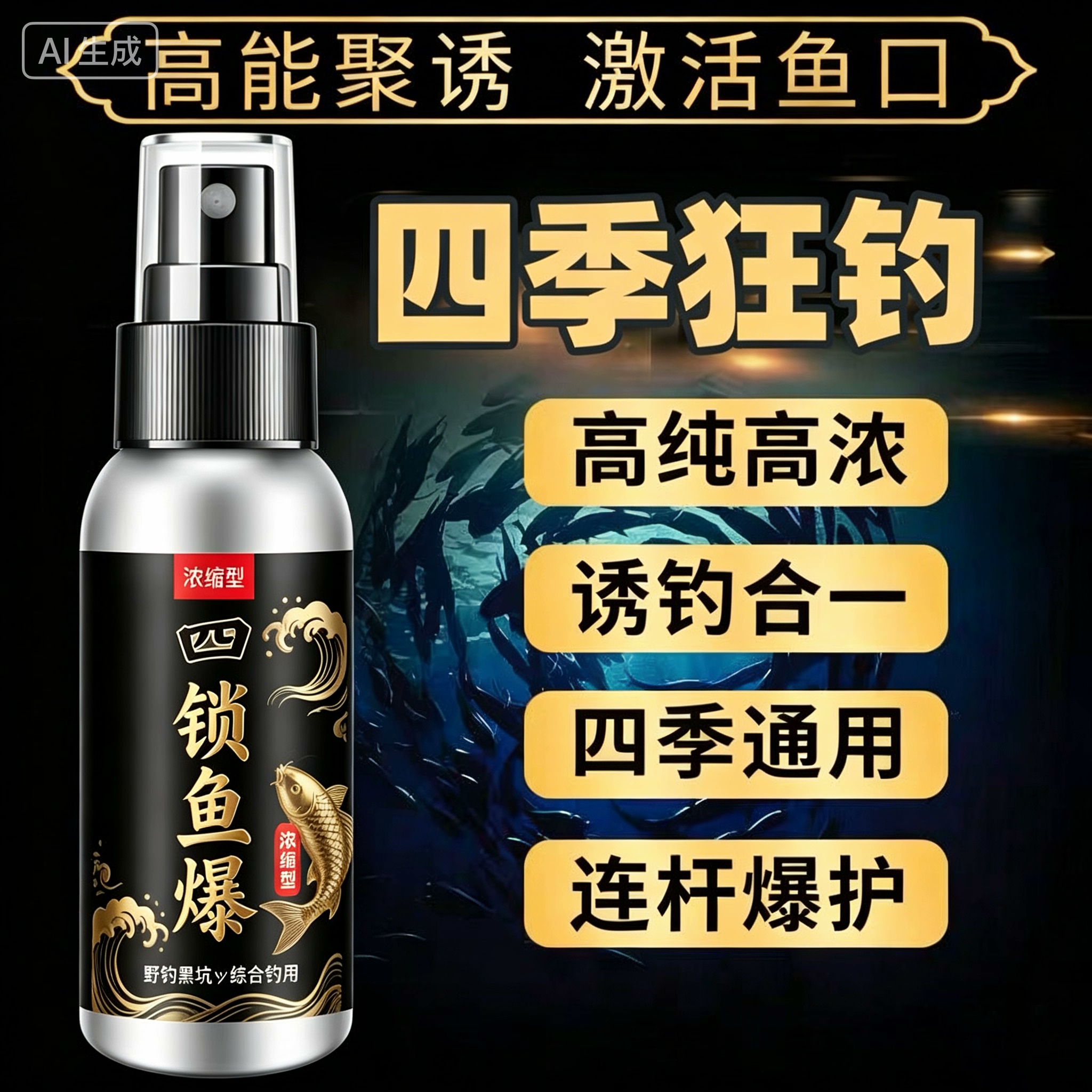 强效版锁鱼爆钓鱼小药浓缩鲫鲤青草鲢鳙鳊聚诱开口喷雾高温饵窝料