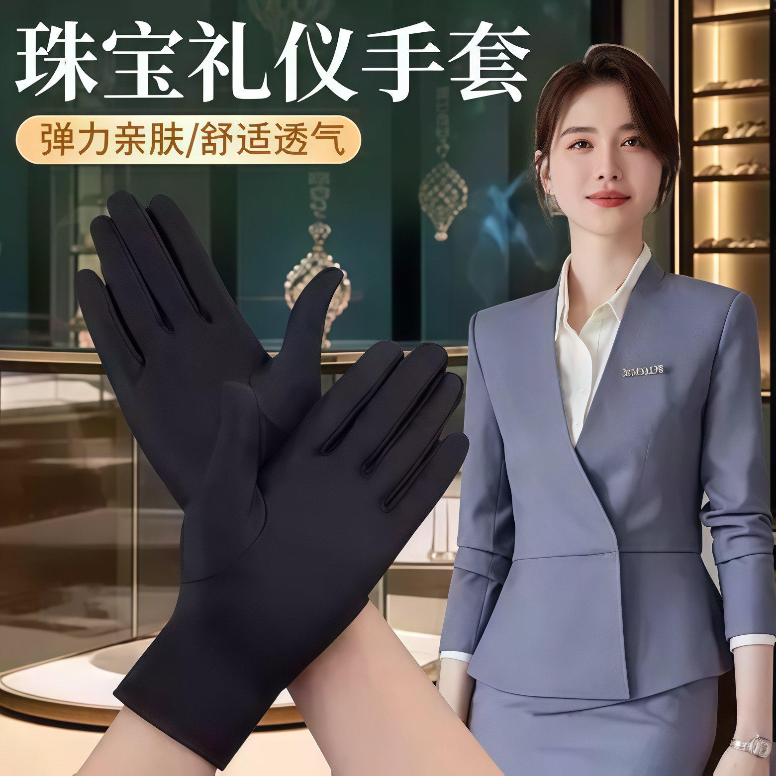 氨纶礼仪手套高弹贴手柔软亲肤图片