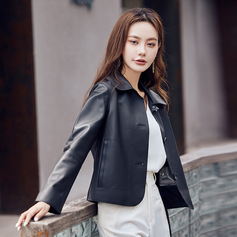 Kaiser凯撒真皮皮衣女短款皮衣