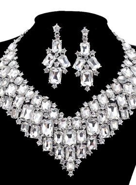 跨境欧美新娘套链立体玻璃水钻